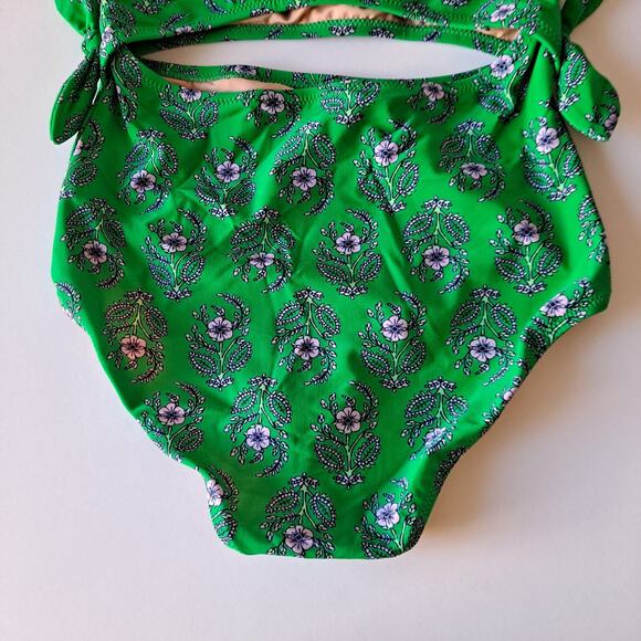 NWT Crewcuts J. Crew Floral Print Cutout One Piece Swimsuit Green Girls Size 12 - Picture 4 of 8
